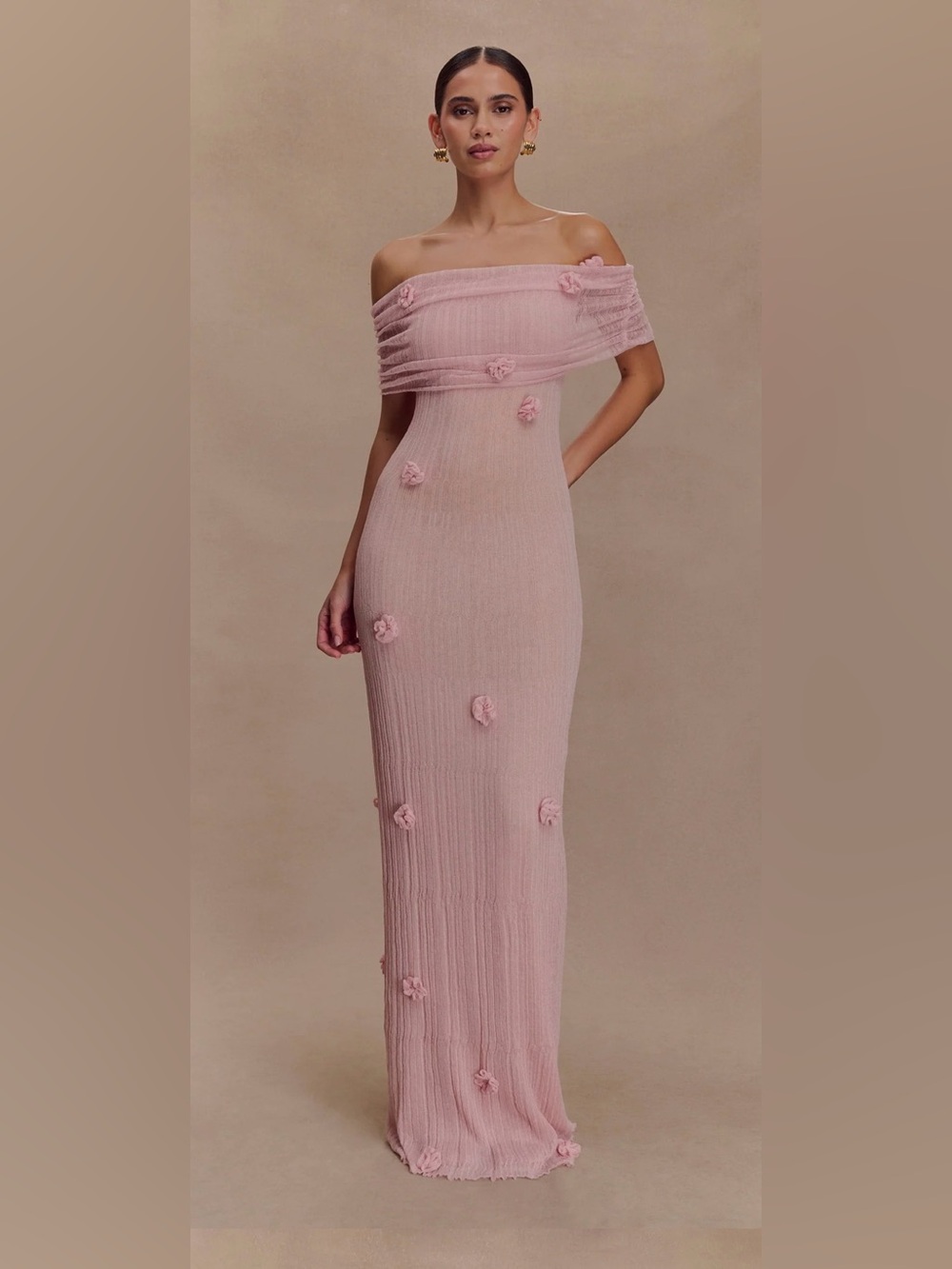 Meshki Brynn Orchid Knit Maxi Dress - Pastel Pink